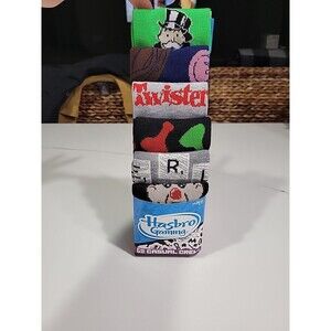 Hasbro Gaming Mens Socks 6 Pair Casual Crew Size 8-12 Twister Monopoly